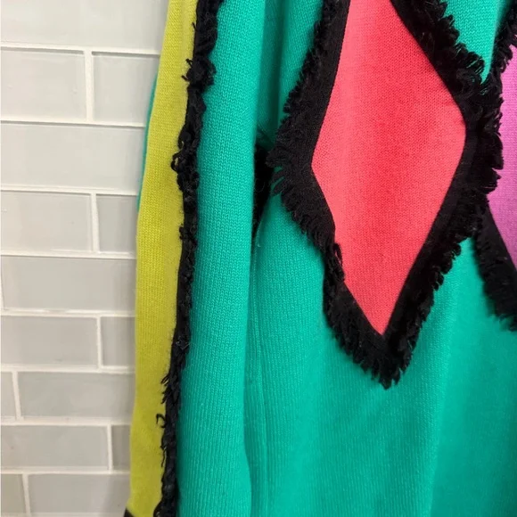 Vintage Women’s 80s Escada Margaretha Ley Colorblock Sweater Geometric 100% WOOL - Picture 4 of 9